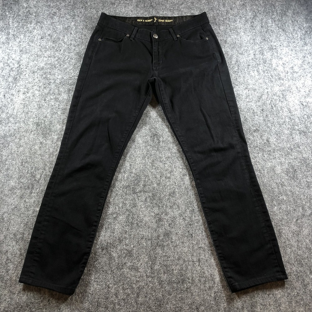 Rich & Skinny Jeans Womens 28 Black Super Skinny Stretch Denim Made In USA